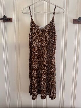 Chris & Carol Leopard-Print Slip Dress in Brown and Black